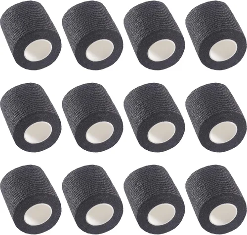 Vista 25 de IndigoCase Paquete de 6 vendajes autoadhesivos de 2 pulgadas, paquete variado de vendajes de color negro, cinta de agarre elástica, envolturas