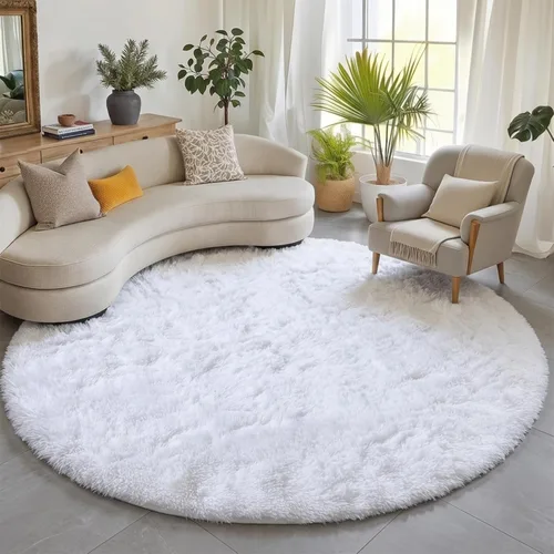 Vista 69 de ONASAR - Alfombra redonda rosa claro de 2 pies, esponjosa, lavable, tapete de gato o perro, suave, afelpada, peluda, tapete circular para dormitorio