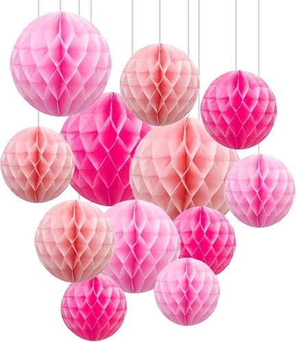 Vista 8 de ZOOYOO 12 bolas de panal de 6 pulgadas y 10 pulgadas para decoración de pompones de papel de seda colgantes para graduación, aniversario, Año Nuevo