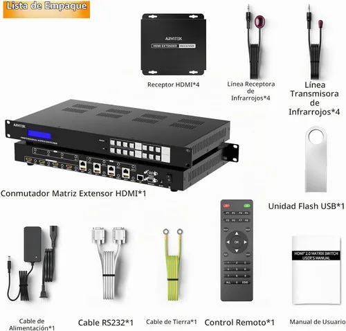 Vista 7 de Matriz extensor HDMI 4K 4 en 8 salidas con interfaz gráfica de usuario web, divisor de matriz/conmutador HDMI 4K a 60Hz sobre CAT6/7 cable