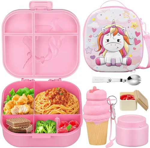 Vista 14 de Aimsnk Juego de Loncheras para Niños - Frasco de Alimentos Aislado de 12 oz, Bolsa Térmica, Envases de Comida para Almuerzo a Prueba de Fugas