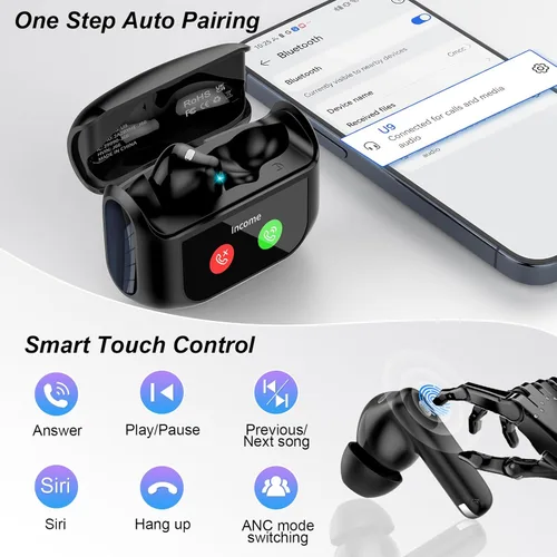 Vista 7 de Auriculares Inalámbricos, Auriculares Bluetooth 5.4 con Pantalla Táctil Multifunción y 5 Modos de EQ, Auriculares de 48H con Bajo Estéreo y ANC