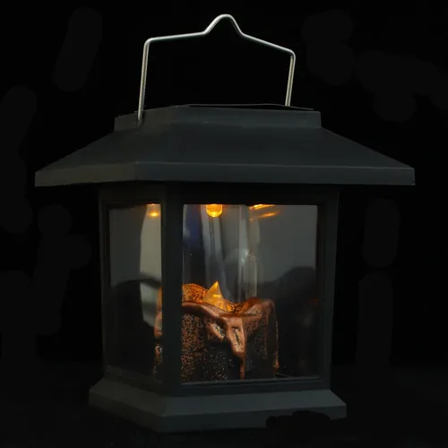 Lámpara de vela colgante solar linterna al aire libre 300mah bombilla solar luz negro LED decoración de jardín para patio pared iluminación estilo
