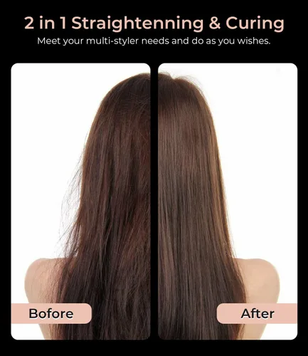 Vista 3 de PRITECH Plancha plana para el cabello, plancha plana de titanio con temperatura ajustable (290°F-450°F), placa de 1 pulgada para todos los peinados