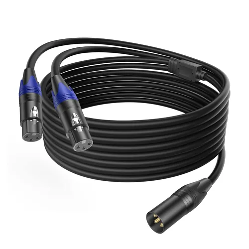 Vista 13 de LanSenSu Cable de micrófono divisor XLR Y macho a doble hembra de 3.3 pies, cable de audio equilibrado de 3 pines para micrófono estéreo a pista