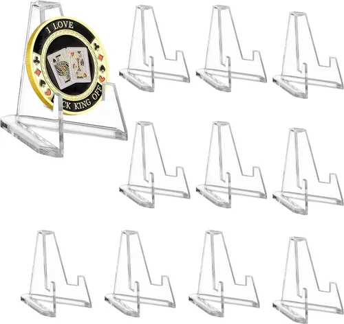 Vista 7 de Soportes de exhibición de acrílico para monedas, soportes para monedas de desafío, soportes de caballete mini, soporte de exhibición para tarjetas