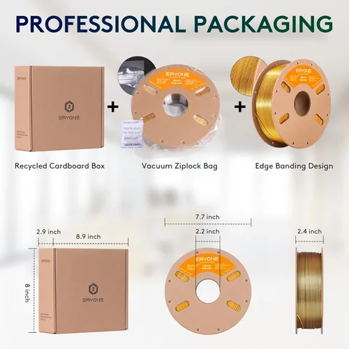 Vista 115 de ERYONE Filamento de ácido poliláctico (PLA) de seda para impresora 3D, de 1.75 mm +/- 0.03 mm, carrete de 1 kg (2.2 libras), verde esmeralda seda