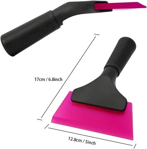Vista 3 de FOSHIO Escobilla pequeña con hoja de goma rosa de 5 pulgadas, mini limpiaparabrisas, herramientas de tintado de ventana para limpiador de ventanas