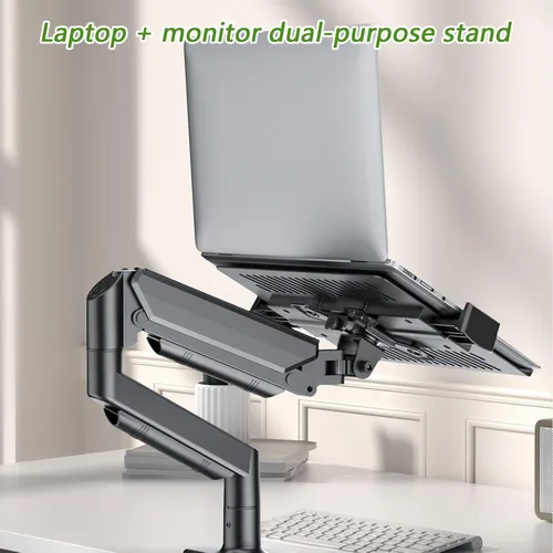 Vista 9 de Telescopic Stand for Laptop Display, with Stable Elevation Support, Black, Computer Bracket Adjustable Display Arm, Tablet Holder Desktop Clamp