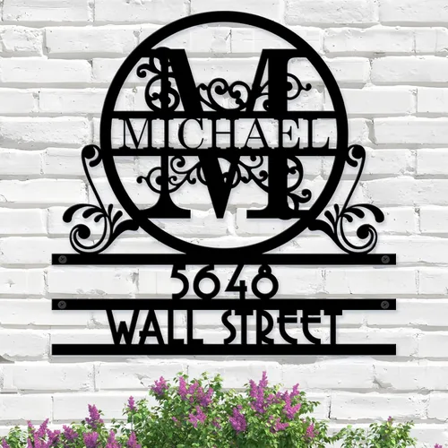 Vista 9 de Letrero de metal personalizado con número de casa para exterior moderno, letrero de número de dirección personalizado para casa, placa de dirección