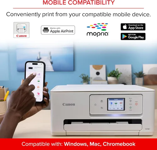 Vista 5 de Canon PIXMA TS7720 Impresora inalámbrica de inyección de tinta a color todo en uno - Impresión, copia, escanea, dúplex automático, 15/10 PPM