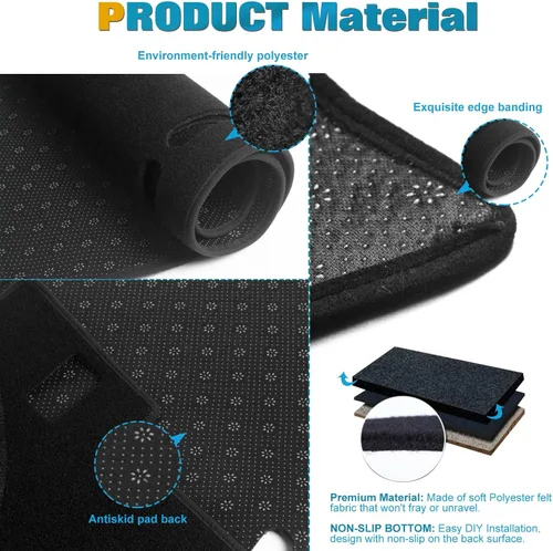 Vista 5 de x xotic tech Tapete para consola central para tablero de instrumentos precortado, antideslizante, protector solar antirreflejos, cubierta negra