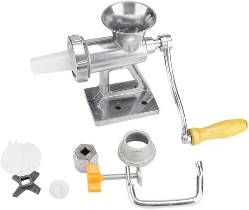 Vista 7 de Picadora manual de carne, de acero inoxidable, procesador de carne, máquina de moler de carne molida con relleno de salchichas para cocina casera