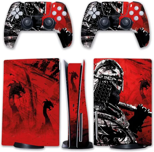 BelugaDesign Warrior PS5 Skin Cool Viking Samurai Battlefield Dragon - Juego completo de calcomanías de vinilo para consola de niños y hombres