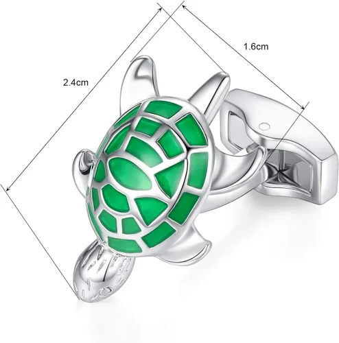 Vista 4 de HONEY BEAR Gemelos de tortuga marina para hombre, regalo de boda de acero inoxidable, Acero inoxidable