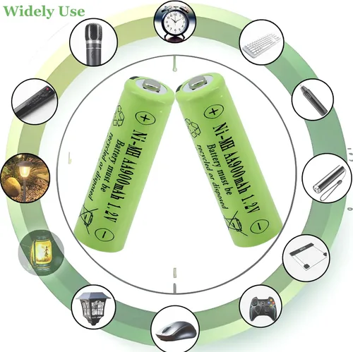 Vista 3 de Baterías recargables Ni-MH de 1.2 V AA de 900 mAh, doble A precargada 2 A, batería solar para luces solares al aire libre, lámparas de césped, luz