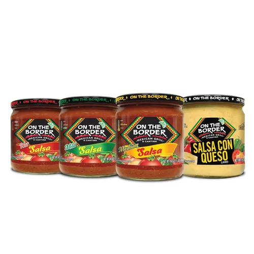 Vista 2 de On The Border Paquete variado de salsa (Mild, Med, Caliente, Salsa con Queso)