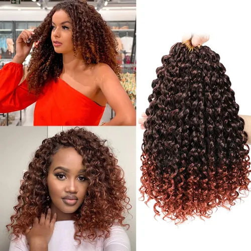 Vista 50 de Gogo Curl Cabello de Ganchillo Rizado de 8 Pulgadas Cabello Corto Rizado de Ganchillo para Mujeres Negras Rizo de Playa Onda de Agua Cabello Rizado