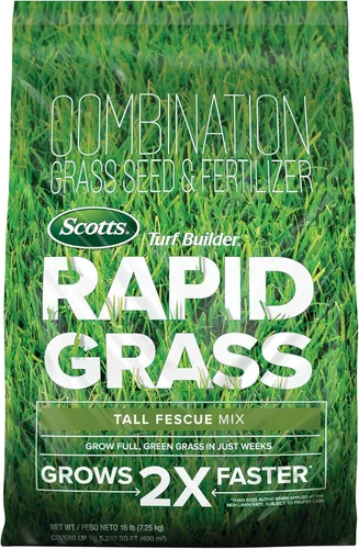 Vista 12 de Scotts Turf Builder Rapid Grass - Mezcla de festuca alta, semillas de hierba con fertilizante para césped completo y verde en solo semanas, 2.4