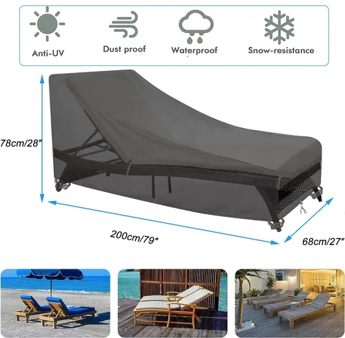 Vista 2 de SIRUITON 2 fundas para tumbonas para exteriores, resistentes, impermeables y resistentes a los rayos UV, para patio, piscina al aire libre, fundas