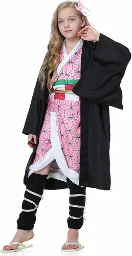 Vista 6 de Disfraz de anime para cosplay de Tanjirou para disfraz de Halloween, quimono para niños, niñas y mujeres