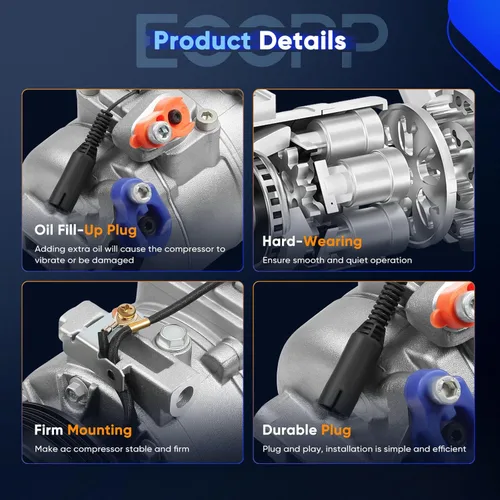 Vista 3 de ECCPP Compresor de CA con embrague apto para BMW X5 3.0L 2003 2004 2005 2006 AC Compresor