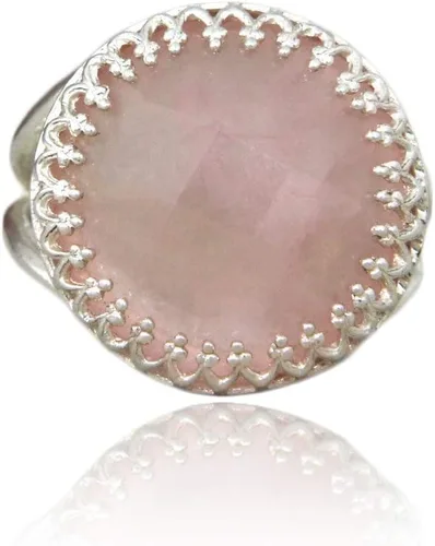 Vista 3 de Feminine Ring - Lovely Rose Quartz Ring in Sterling Silver - Classy 925 Sterling Silver Rings for Women - Handmade by Artisan - Sizes 3 to 12.5