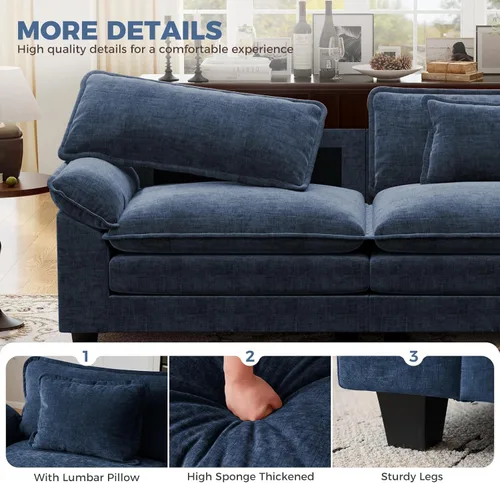 Vista 8 de CDCASA Sofá modular de gran tamaño de 117 pulgadas con esquina, cómodo sofá nube en forma de L con otomana, asiento profundo de felpilla de 5 plazas
