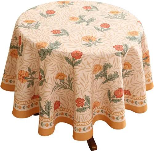 Vista 35 de patdrea - Mantel rectangular de diseño francés marrón claro, mantel de lino floral duradero y transpirable, decorativo para cocina, comedor