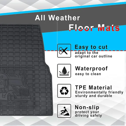 Vista 2 de Floor Mats Compatible with Volvo VNL 2004-2017,Truck Floor Rubber Mats Cargo Liners for Volvo VNL Accessories All-Weather Guard Heavy Duty includes