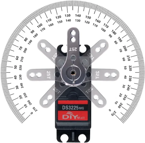 Vista 3 de 4 piezas DS3225 55.1 lbs Digital Rc Servo, alto par de torsión impermeable completo engranaje de metal RC DS servo motor con servo brazo 25T