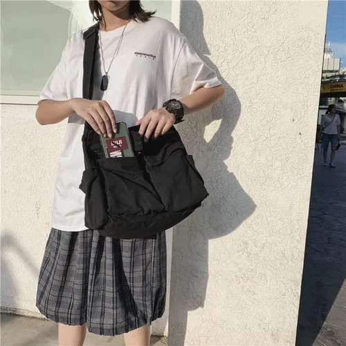 Vista 4 de Canvas Tote Bag, Messenger Bag with Pockets Large Shoulder Hobo Crossbody Bag for Women and Men