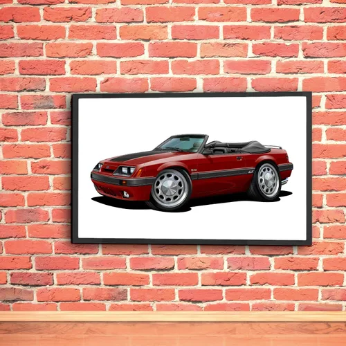 Vista 6 de 1985 1986 Ford Mustang GT 5.0 Convertible Poster Art Print negro