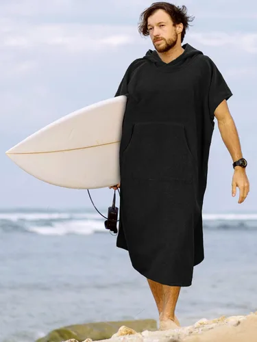 Vista 6 de SUN CUBE Poncho de surf cambiador con capucha Toalla de microfibra absorbente de secado rápido con bolsillo para surfear, hombres y mujeres