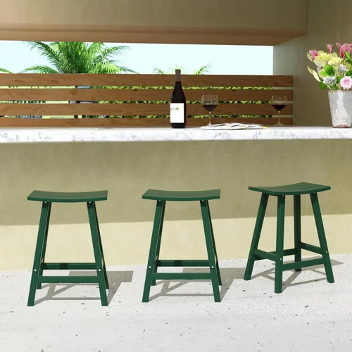 Vista 16 de Costaelm Juego de 2 taburetes de bar para todo tipo de clima, 29 pulgadas de altura, taburetes de bar Adirondack de polietileno para patio, terraza