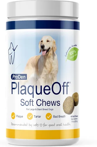 Vista 11 de ProDen PlaqueOff masticables con algas orgánicas - para perros y gatos de razas pequeñas y medianas - Apoya dientes, encías y aliento saludables