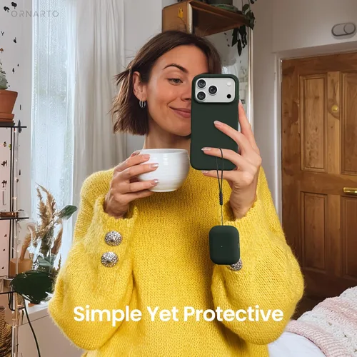 Vista 6 de ORNARTO Funda compatible con AirPods Pro 3 2025, silicona híbrida protectora completa para AirPods Pro de 3ª generación, funda frontal LED visible