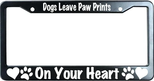 Vista 3 de Adopt A Shelter Pet Paws - Marco de matrícula negro mate para hombres y mujeres, marco de placa de automóvil de acero inoxidable resistente con 2