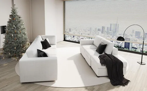 Vista 11 de Sofás seccionales para sala de estar, sofá modular en forma de L con otomana, juego de muebles de sofá beige en forma de U, 6 piezas, modernos sofás