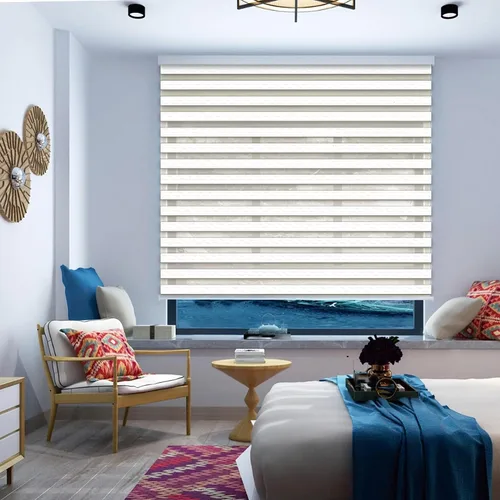 Vista 25 de Persianas Zebra/Persianas Enrollables Motorizadas con Control Remoto (Persianas de Ventana) con Batería Recargable. Compatible con Hogar