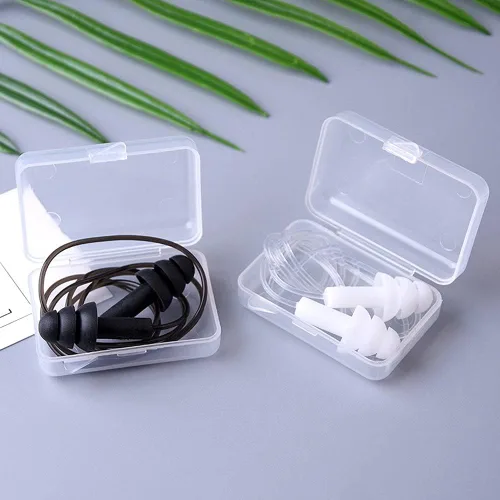 Vista 4 de Tapones para los oídos con cancelación de oise con cables, 4 pares, tapones para los oídos de silicona suave con reducción de ruido, impermeables