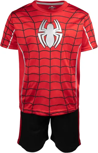 Vista 6 de Marvel Vengadores Pantera Negra Spiderman Hulk - Juego de camisa deportiva y shorts para niño
