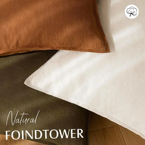 Vista 4 de Foindtower Juego de 2, Fundas Decorativas de Almohada de Lino Sólido Suaves Fundas de Cojín Europeo de Acento Estilo Granja Neutral para Silla Sofá