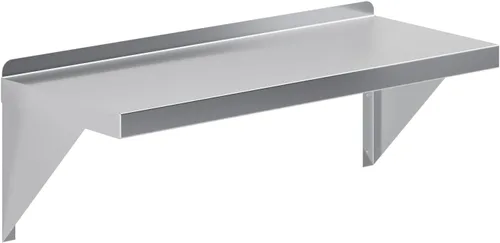 Vista 18 de AmGood 06 pulgadas de ancho x 10 pulgadas de largo Estante de pared de acero inoxidable Borde cuadrado Estantería de metal Resistente