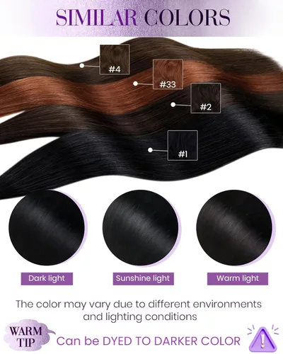 Vista 6 de LaaVoo Extensiones de cabello humano con punta en U, color negro azabache, extensiones de cabello de fusión caliente, 1.76 oz, 50 s, 14 pulgadas