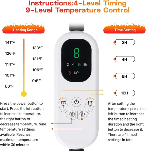 Vista 4 de Almohadilla de calefacción para perros con funda lavable, almohadilla térmica de felpa suave para mascotas con 9 ajustes de temperatura