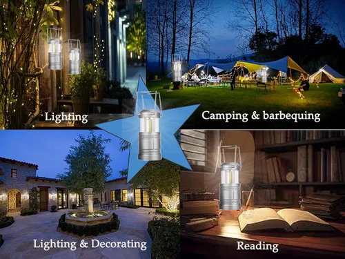 Vista 6 de Linterna LED para campamento, linterna colgante a pilas para acampar al aire libre, cortes de energía de emergencia, paquete de 4