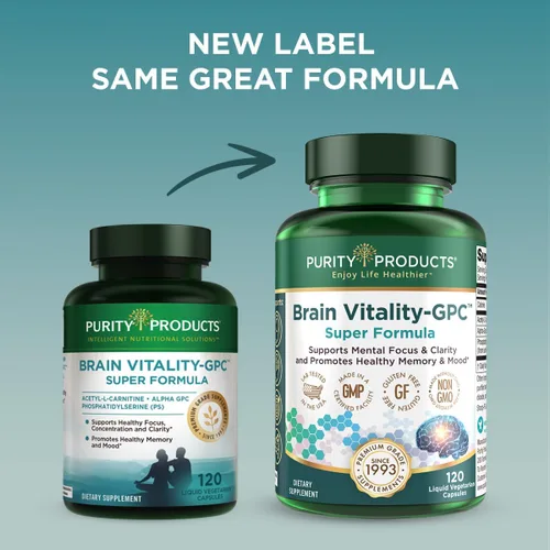 Vista 3 de Purity Products Brain Vitality-GPC Super Formula Acetil L-Carnitina HCI + Alpha GPC + Fosfatidiliserina – Apoya la concentración normal