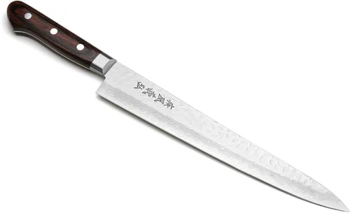 Vista 10 de Yoshihiro VG10 Cuchillo utilitario Petty de acero inoxidable de Damasco martillado de 16 capas (5.3'' (135mm))