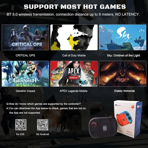 Vista 7 de Control móvil para juegos para iPhone, iOS, Android, inalámbrico, Gamepad - Gamepad móvil con una sola mano - Almacenamiento magnético - Call of